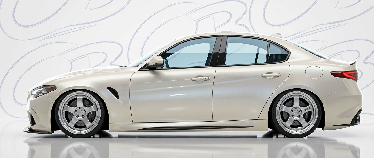 Professional automotive photography of a 2023 Alfa Romeo Giulia with high-fidelity 2023.