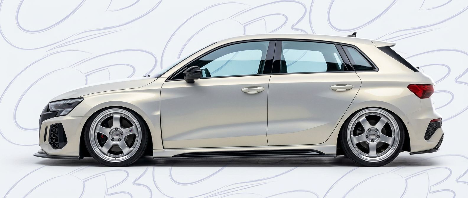 Professional automotive photography of a 2021 Audi RS3 with high-fidelity 2021.