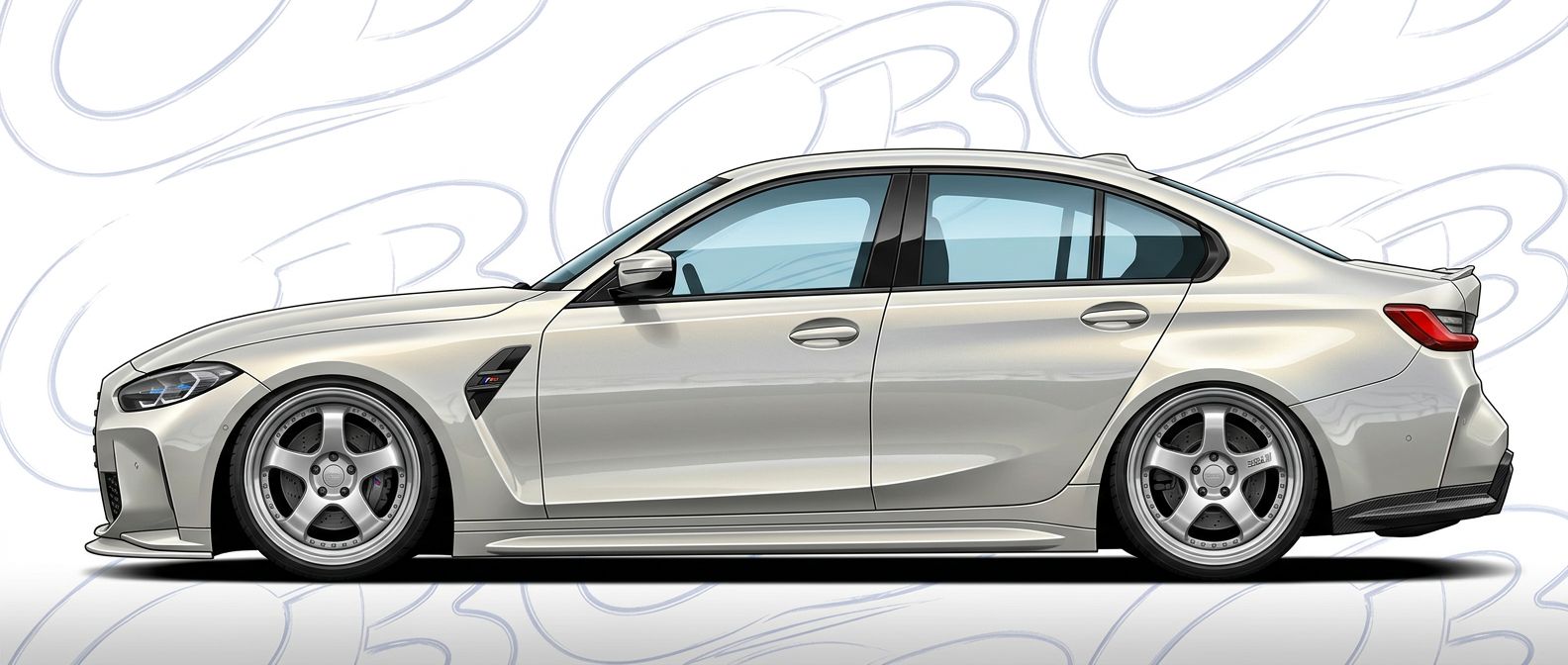 High-quality 2021 BMW M3 2021 exterior shot with professional studio lighting.