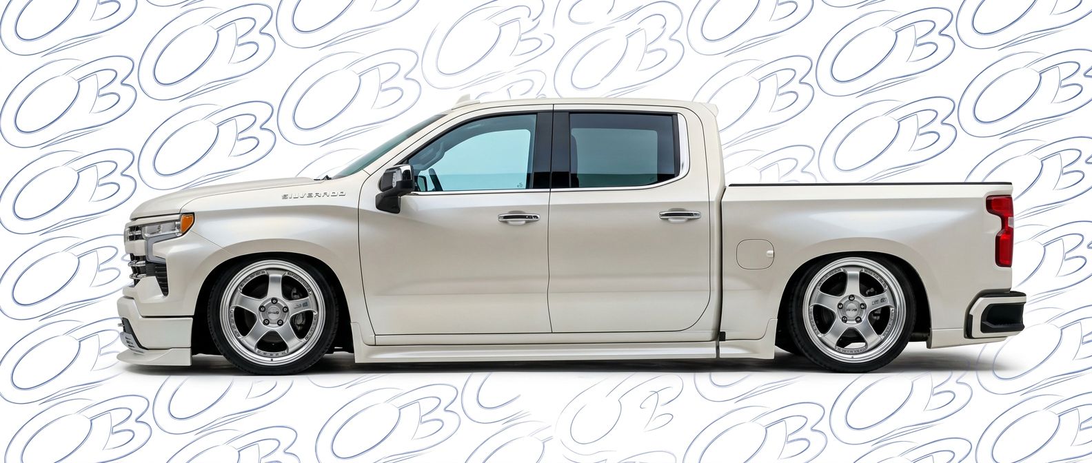 Professional automotive photography of a 2025 Chevrolet Silverado with high-fidelity 2025.