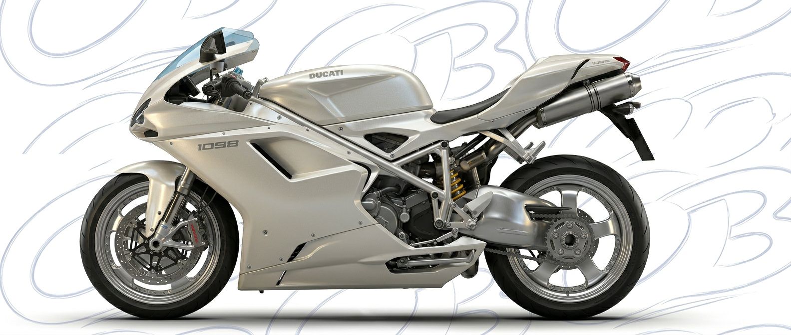 Professional automotive photography of a 2007 Ducati 1098 with high-fidelity 2007.