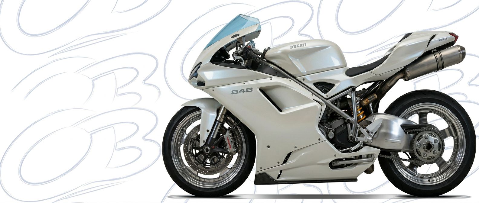 Top-tier 2013 Ducati 848 2013 featuring a high-gloss finish and carbon fiber weave.