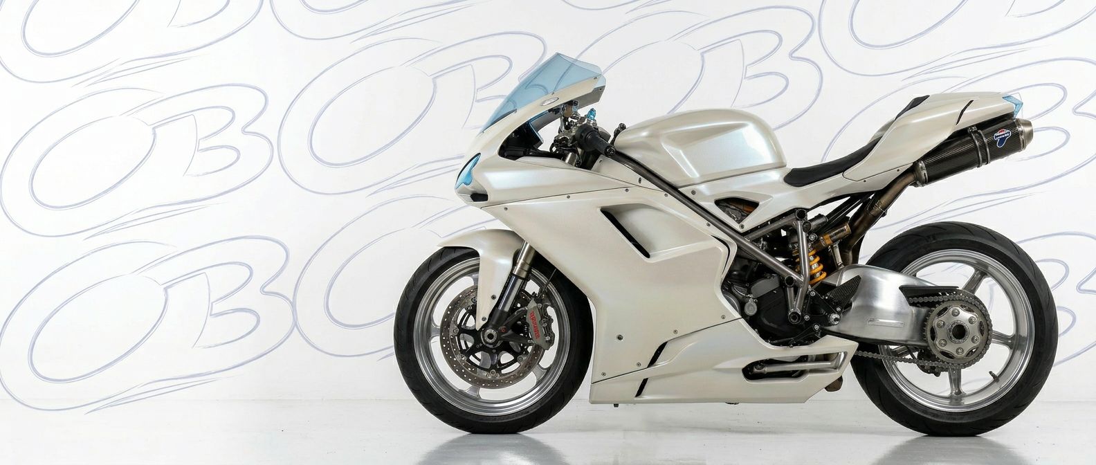 Top-tier  Ducati 848 848 featuring a high-gloss finish and carbon fiber weave.