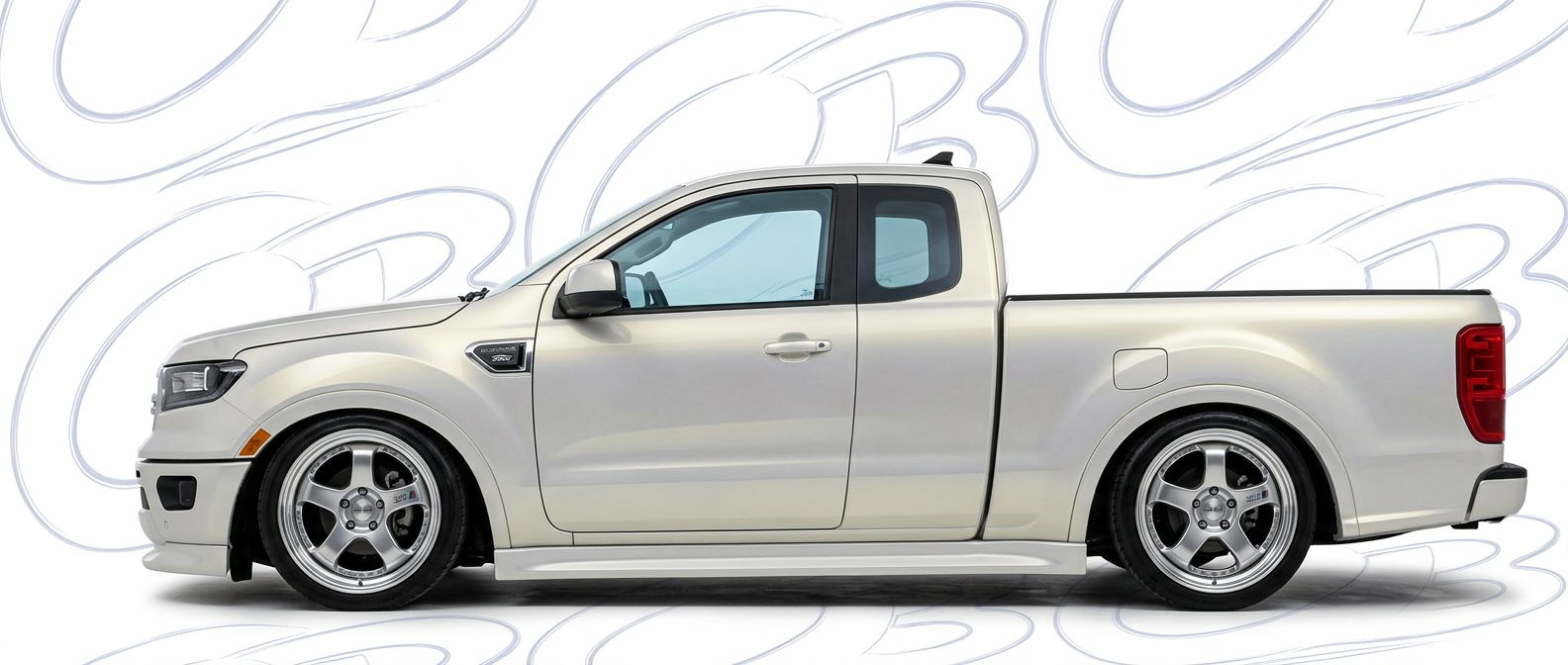 Professional automotive photography of a 2023 Ford Ranger with high-fidelity 2023.