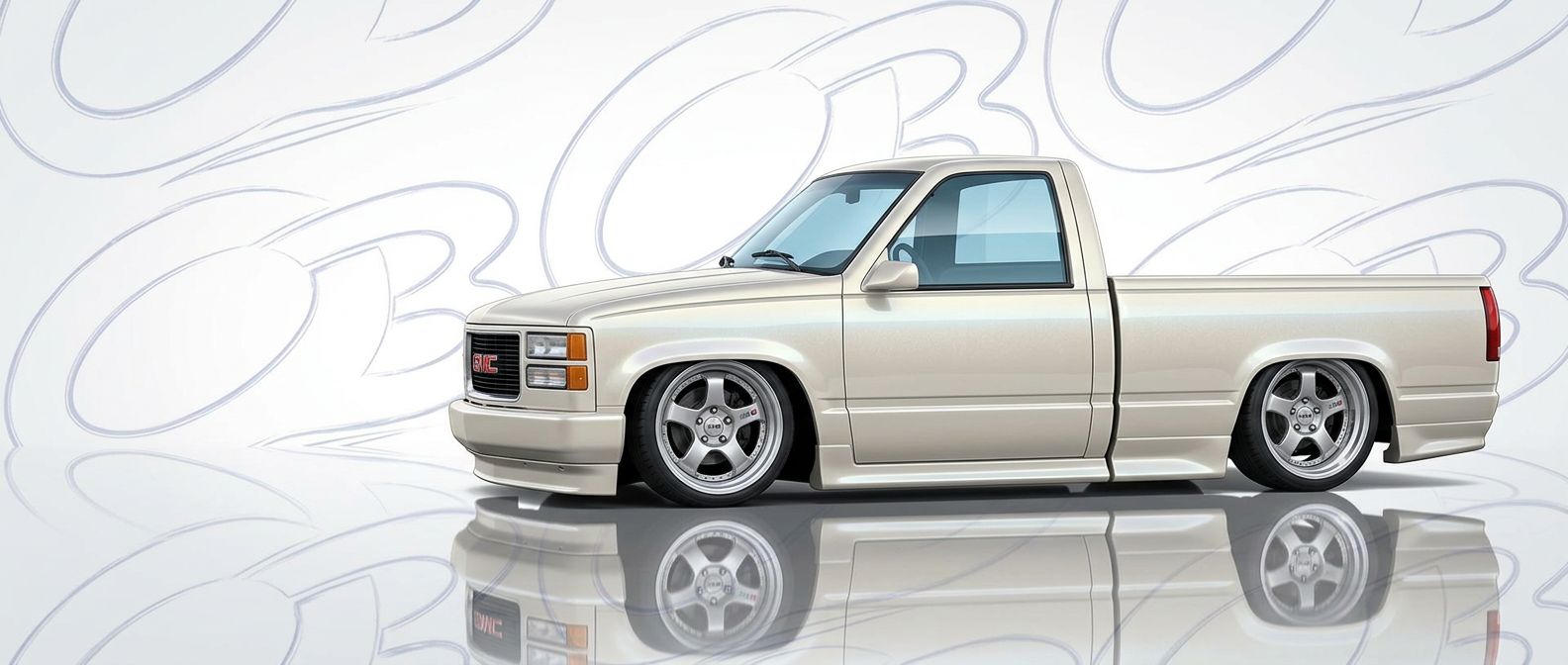 Professional automotive photography of a 1988 GMC Sierra with high-fidelity 1988.