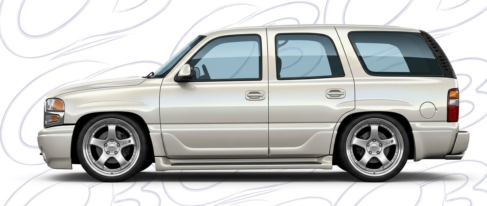 Top-tier 2004 GMC Yukon Denali 2004 featuring a high-gloss finish and carbon fiber weave.