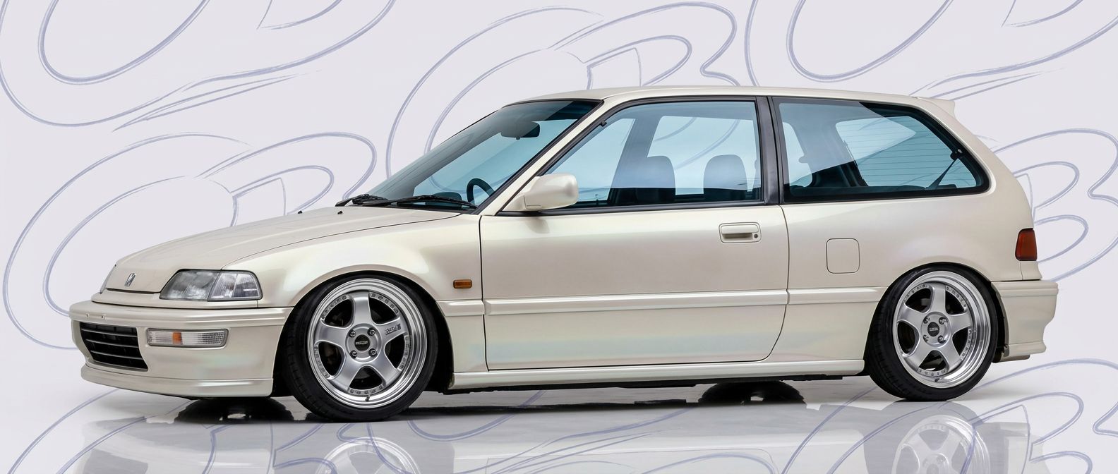 Professional automotive photography of a 1988 Honda Civic with high-fidelity 1988.