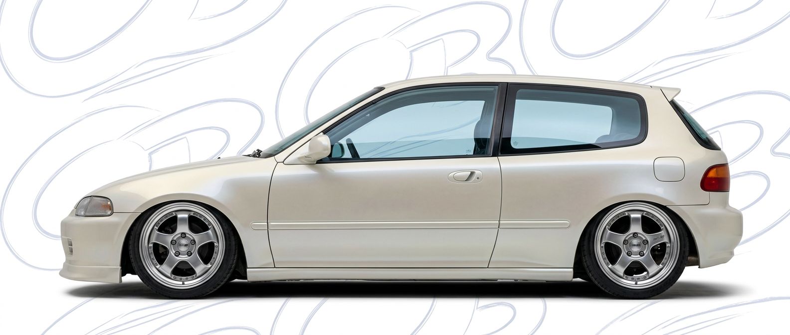 Professional automotive photography of a 1995 Honda Civic with high-fidelity 1995.