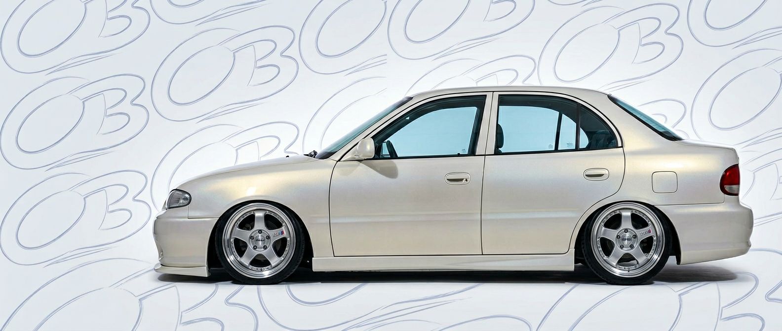 Professional automotive photography of a 1997 Hyundai Accent with high-fidelity 1997.