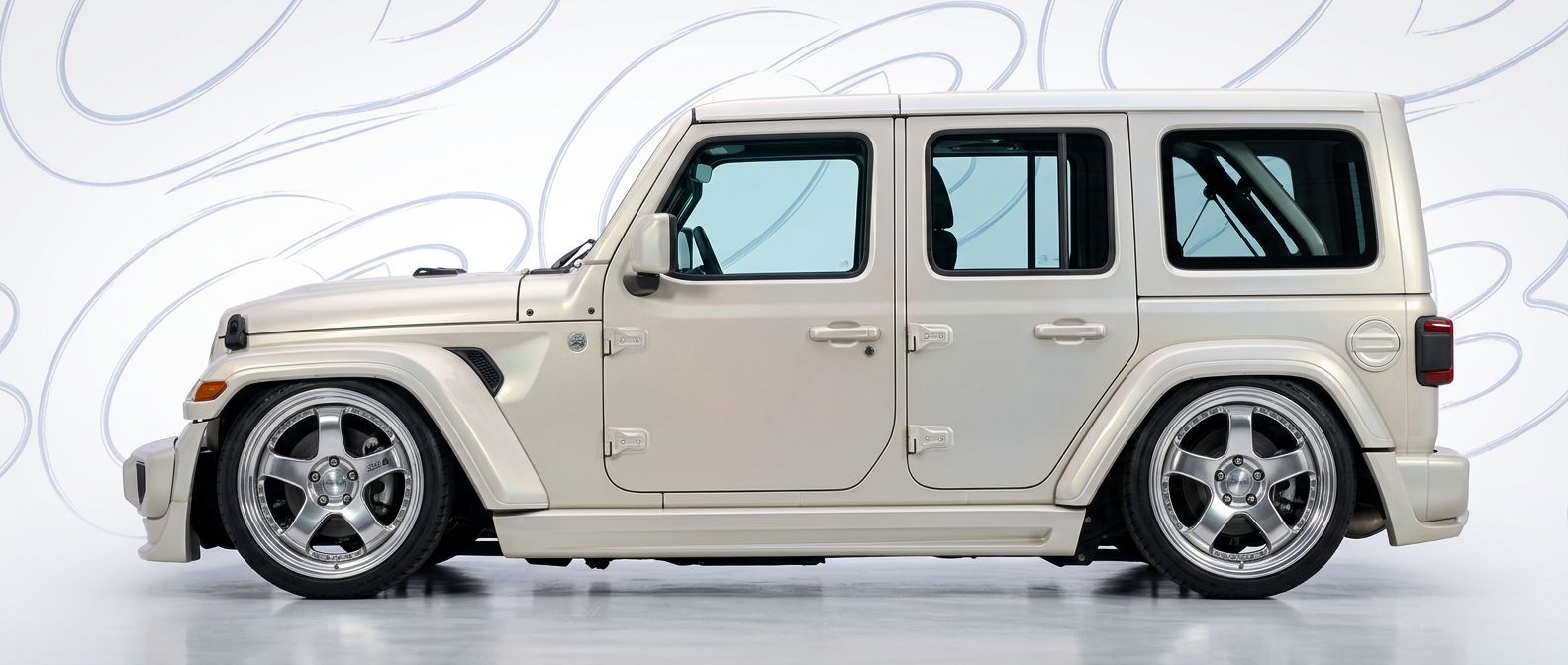 Top-tier  Jeep Wrangler Wrangler featuring a high-gloss finish and carbon fiber weave.