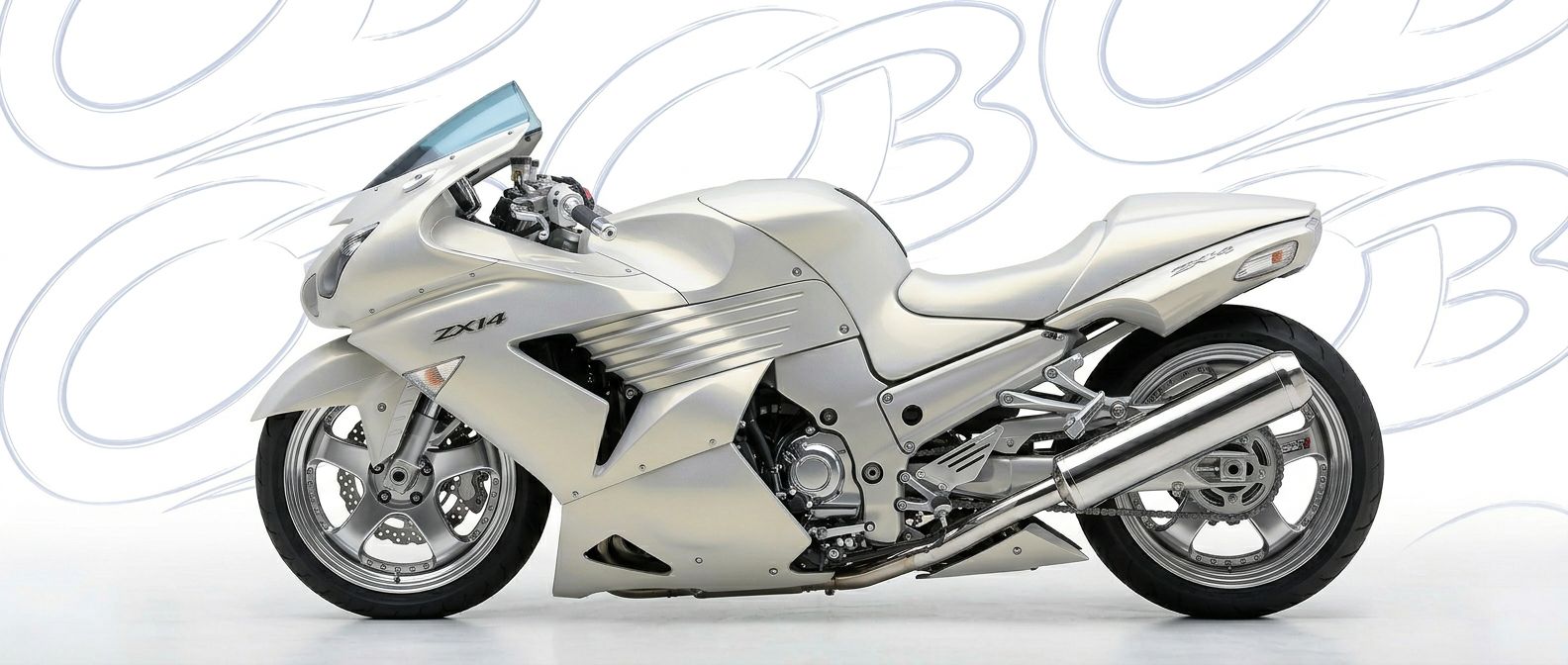 Professional automotive photography of a 2008 Kawasaki Ninja ZX14 with high-fidelity 2008.