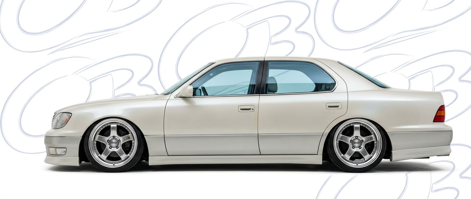 Professional automotive photography of a 1999 Lexus LS400 with high-fidelity 1999.
