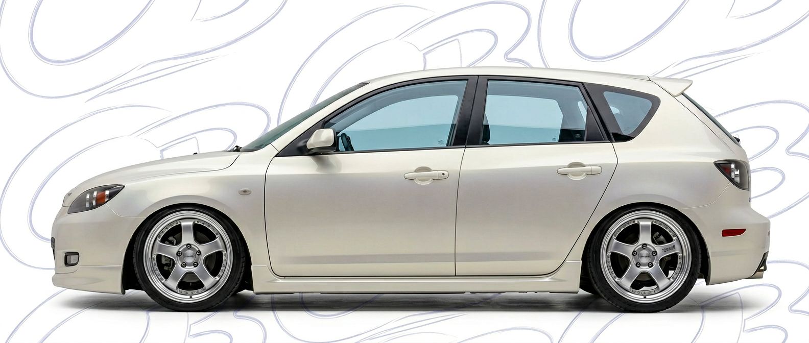Front-angle view of 2004 Mazda 3 2004 - Durable and stylish exterior enhancement.
