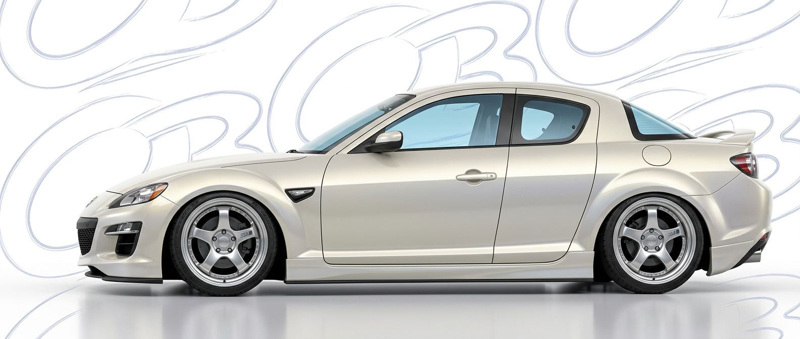 Professional automotive photography of a  Mazda RX-8 with high-fidelity RX-8.