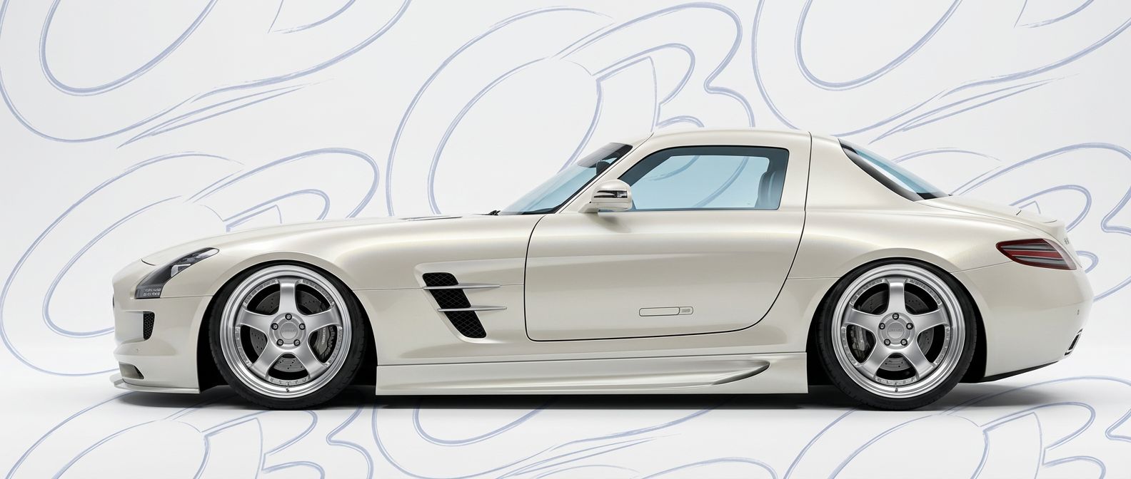 Top-tier 2014 Mercedes-Benz SLS AMG 2014 featuring a high-gloss finish and carbon fiber weave.
