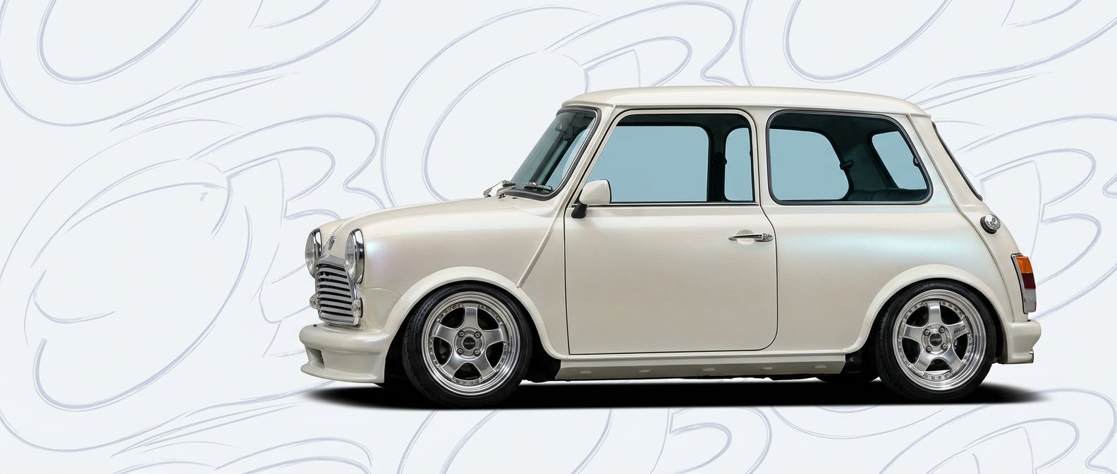 Front-angle view of 1974 Mini Cooper 1974 - Durable and stylish exterior enhancement.