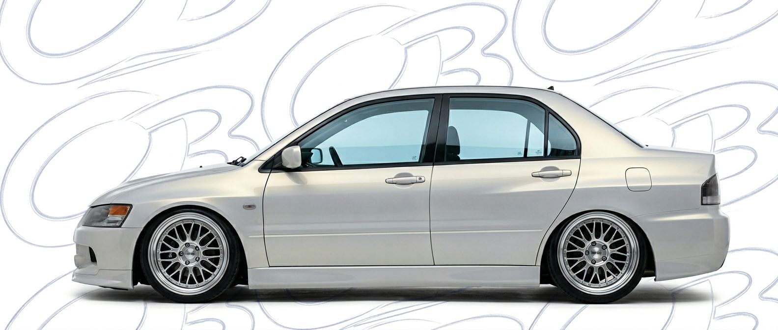 Professional automotive photography of a  Mitsubishi Lancer with high-fidelity Lancer.