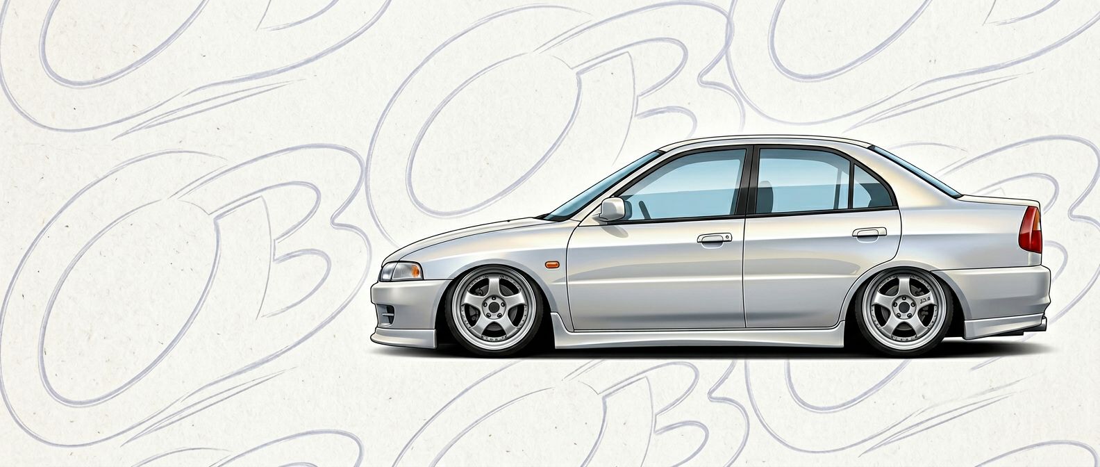 Professional automotive photography of a 2001 Mitsubishi Mirage with high-fidelity 2001.