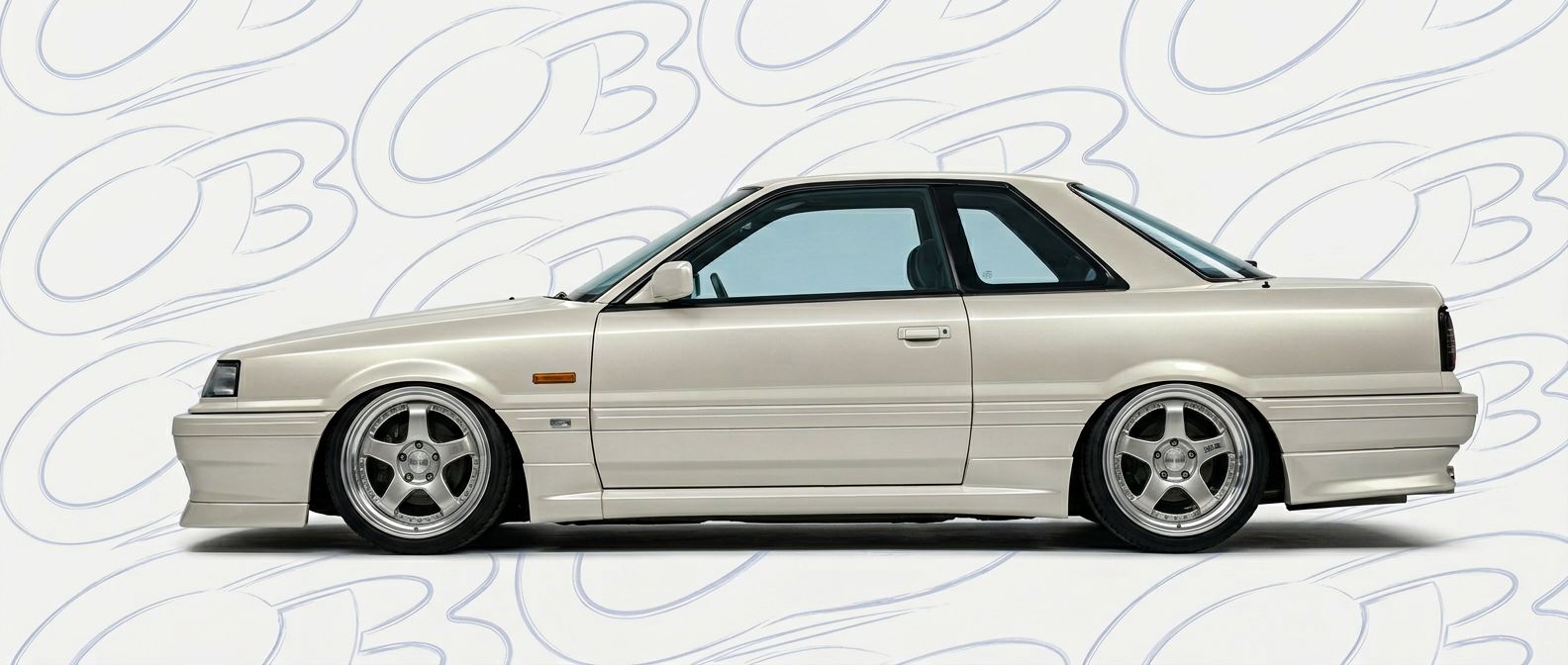 Professional automotive photography of a 1986 Nissan Skyline with high-fidelity 1986.