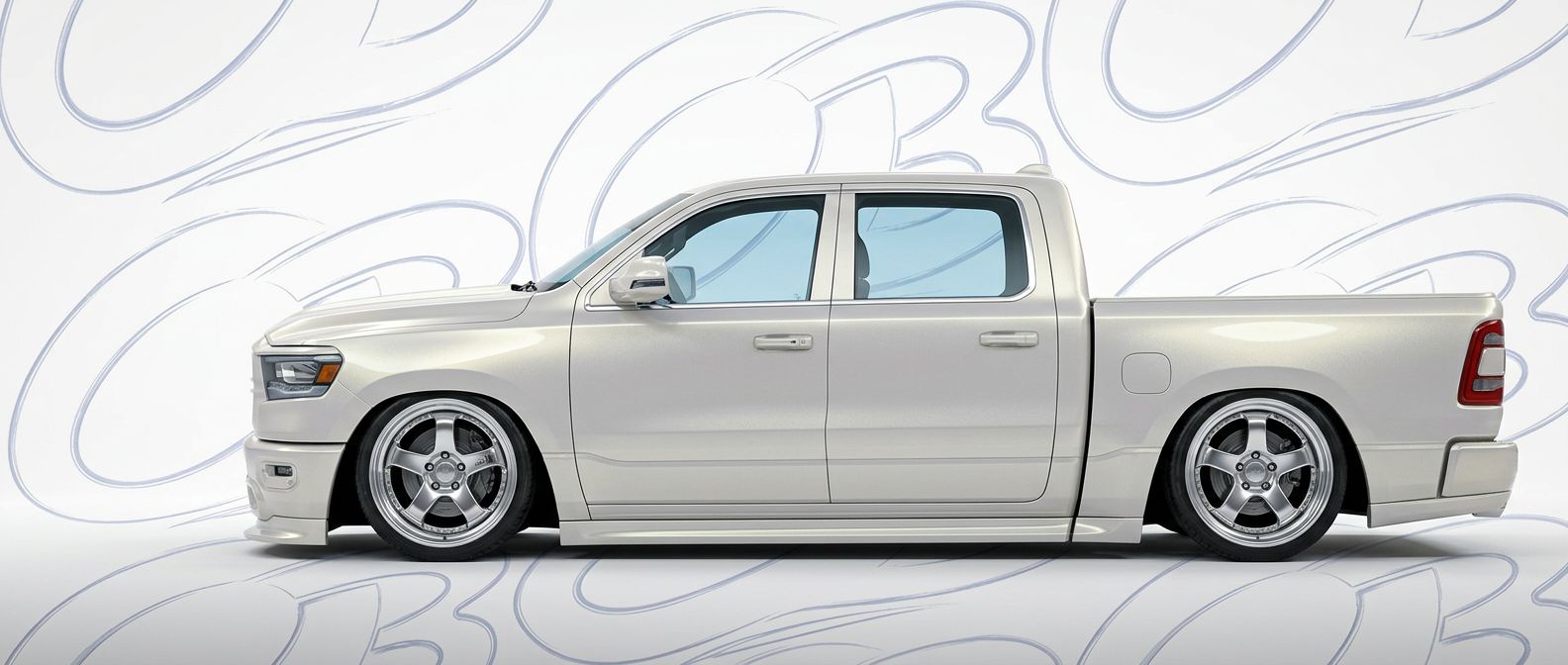 Professional automotive photography of a 2021 Ram 1500 with high-fidelity 2021.