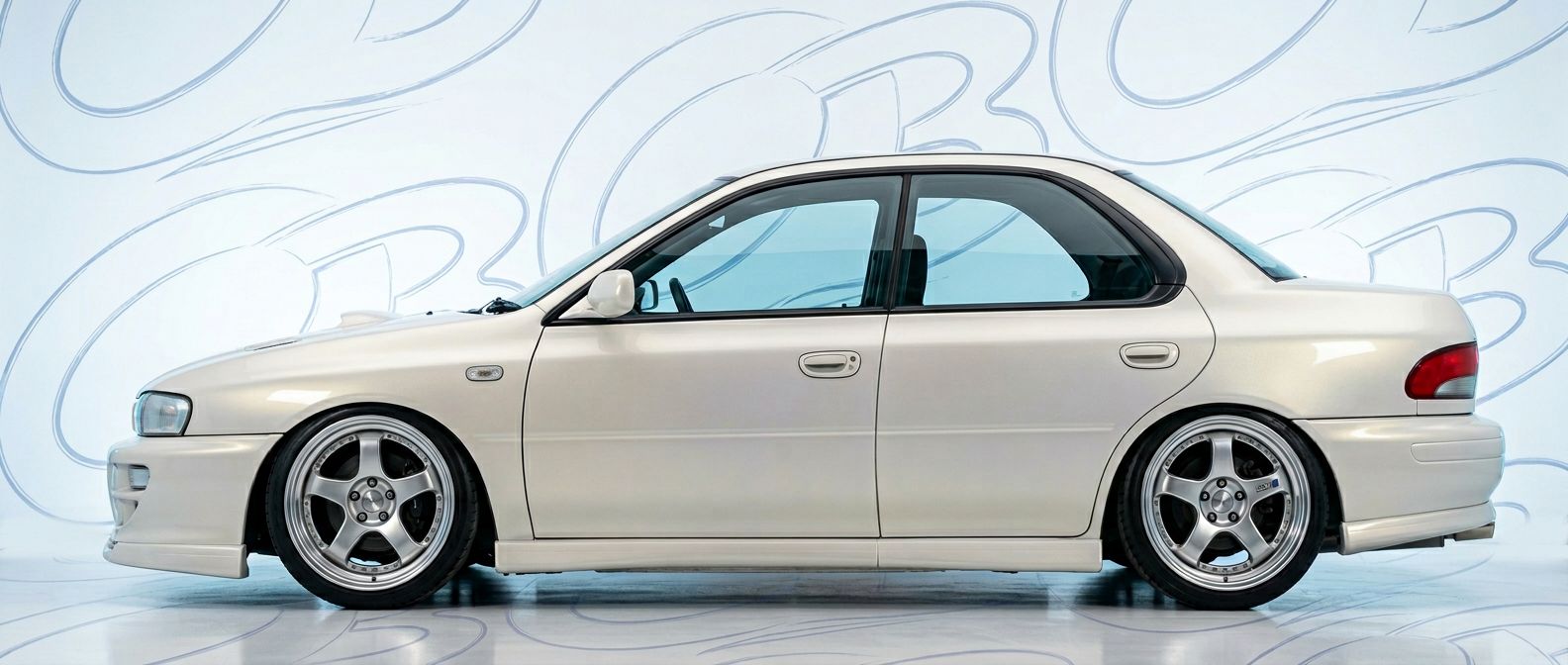 Professional automotive photography of a 1995 Subaru Impreza with high-fidelity 1995.