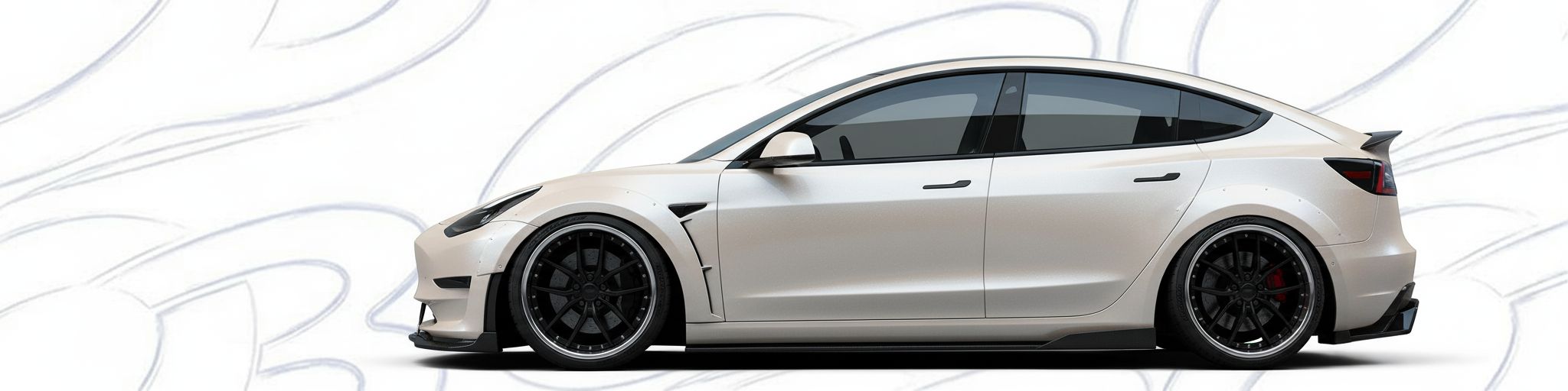 Top-tier  Tesla 3 3 featuring a high-gloss finish and carbon fiber weave.