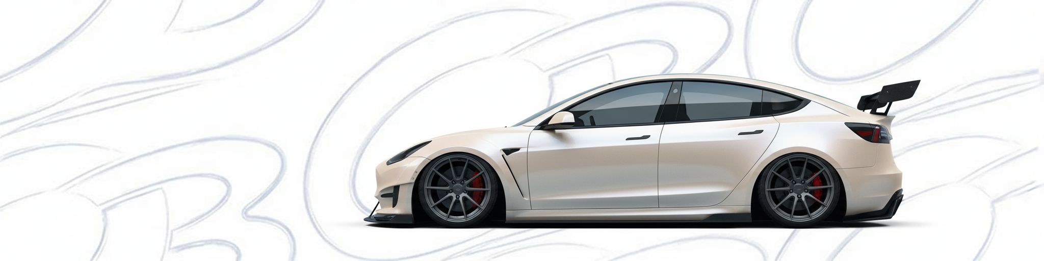 Front-angle view of  Tesla  Tesla - Durable and stylish exterior enhancement.