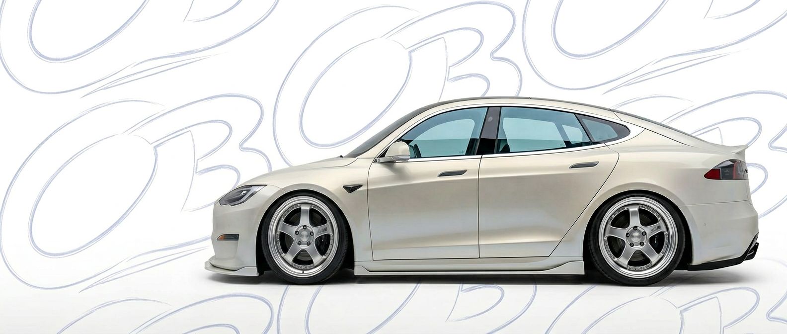 Professional automotive photography of a 2024 Tesla S with high-fidelity 2024.