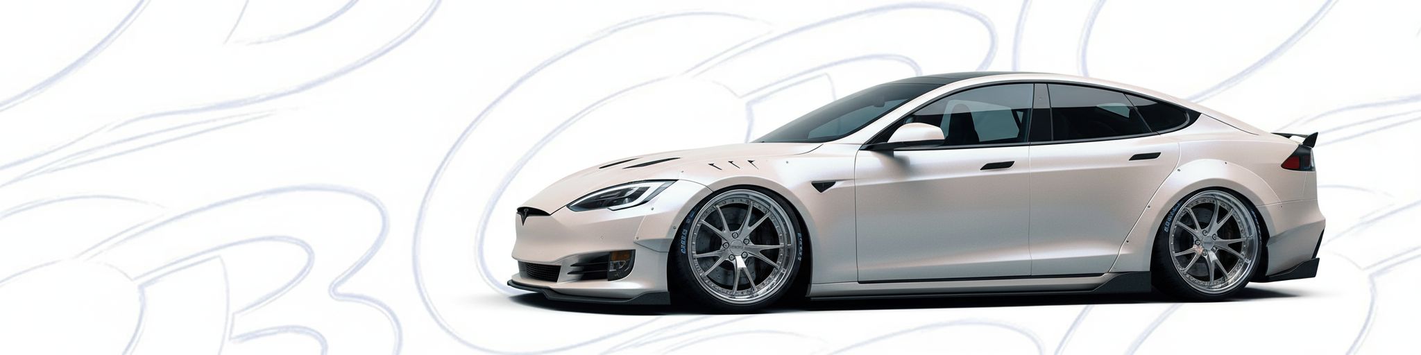 Tesla S - Bodykits, Bumpers, Fenders and more... Front-angle view of Tesla S S - Durable and stylish exterior enhancement.
