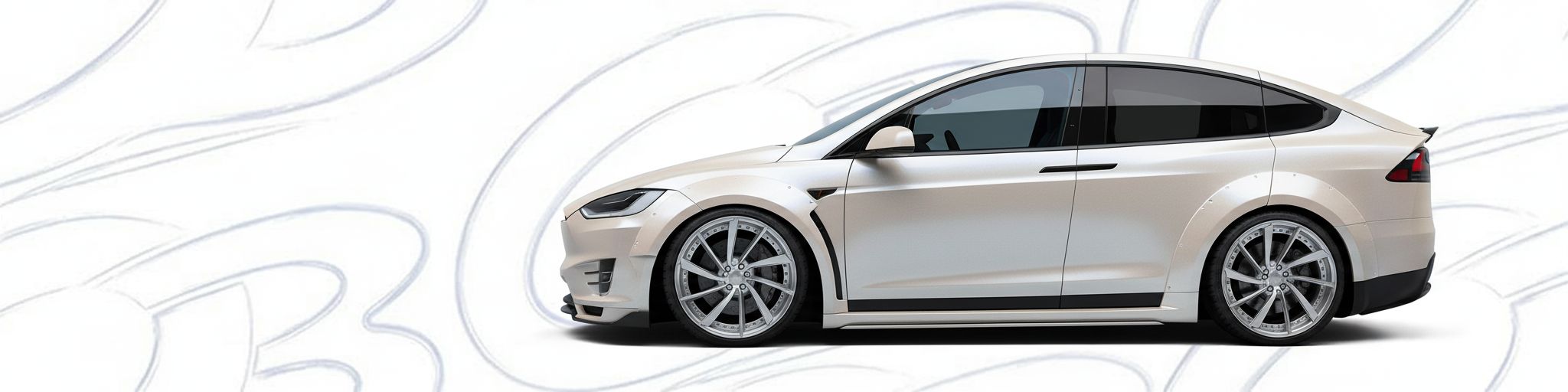 Front-angle view of  Tesla X X - Durable and stylish exterior enhancement.