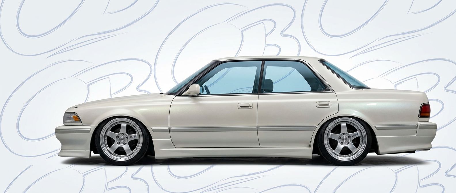 Professional automotive photography of a 1989 Toyota Mark II with high-fidelity 1989.