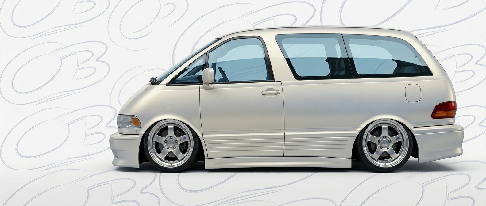 Professional automotive photography of a 1993 Toyota Previa with high-fidelity 1993.