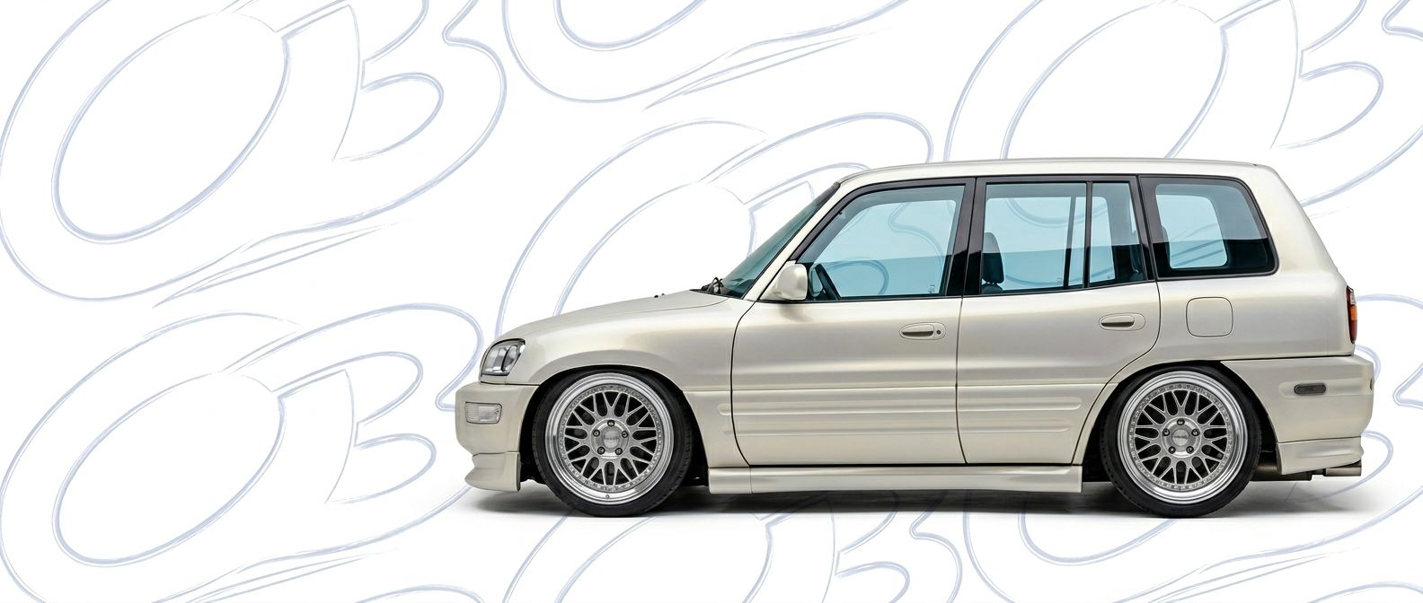 Professional automotive photography of a 1997 Toyota RAV4 with high-fidelity 1997.