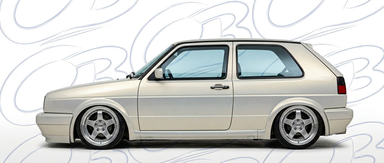 Professional automotive photography of a 1991 Volkswagen Golf with high-fidelity 1991.