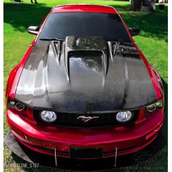 2005-2009 Ford Mustang Carbon Creations Spyder3 Hood - 1 Piece image - 3