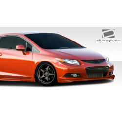 2012-2013 Honda Civic 2DR Duraflex H-Sport Front Add Ons Spat Bumper Extensions - 2 Piece image - 7