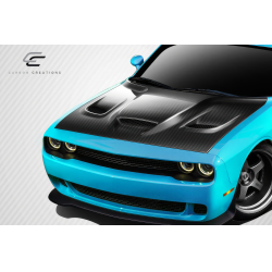 2008-2023 Dodge Challenger Carbon Creations Dritech Hellcat Look Hood - 1 Piece image - 2