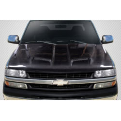 1999-2002 Chevrolet Silverado 2000-2006 Tahoe Suburban Carbon Creations Dual Ram Air Hood - 1 Piece image - 4