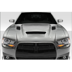 2011-2014 Dodge Charger Duraflex Hellcat Redeye Look Hood - 1 Piece image - 1