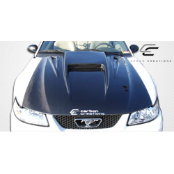 1999-2004 Ford Mustang Carbon Creations Spyder 3 Hood - 1 Piece image - 2