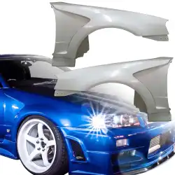 FRP DLUC Wide Body Fenders (front) 2pc > Nissan Skyline (R34) GTR 1999-2004 image - 1
