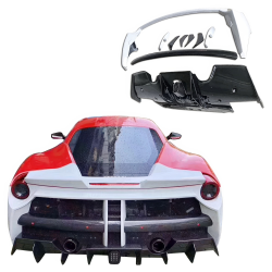 ModeloDrive Partial Carbon Fiber MDES Rear Bumper w Diffuser > Ferrari 488 GTB (F142M) 2016-2019 image - 1