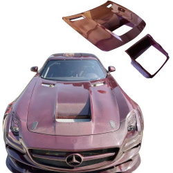 ModeloDrive Carbon Fiber BLK-GT Hood > Mercedes-Benz SLS AMG (R197) 2011-2014 image - 1