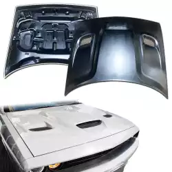 Steel SRT Hellcat 3-Scoop Hood > Dodge Challenger 2008-2023 image - 1