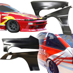 VSaero FRP JBLO Wide Body Fenders Set 4pc 20/40mm for Toyota Corolla (AE86) Trueno 1984-1987 > 3dr Hatch image - 2