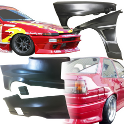 VSaero FRP JBLO Wide Body Fenders Set 4pc 20/40mm for Toyota Corolla (AE86) Trueno 1984-1987 > 2dr Coupe image - 2