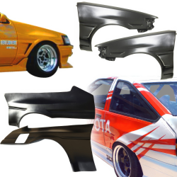 VSaero FRP JBLO Wide Body Fenders Set 4pc 20/40mm for Toyota Corolla (AE86) Levin 1984-1987 > 3dr Hatch image - 2