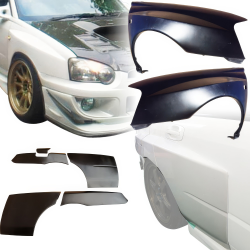 VSaero FRP LSPO WRC Wide Body Fenders 7pc for Subaru Impreza WRX 2004-2005 > 4dr Sedan image - 2