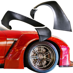 VSaero FRP LBPE v1 Wide Body Fender Flares (front) 4pc for Nissan GT-R GTR (R35) 2009-2017 image - 1