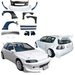 VSaero FRP TKYO Wide Body Kit w Wing 13pc for Honda Civic EG 1992-1995 > 3dr Hatchback image - 6